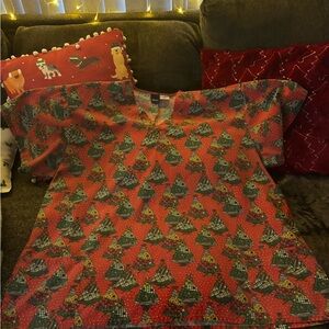 Basic Editions Red and Green Holiday Top